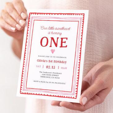 little sweetheart valentine's girl first birthday invitation