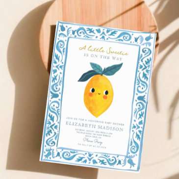 little sweetie lemon citrus baby shower invitation