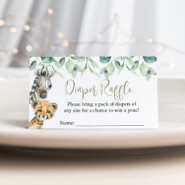 Small Little Wild One Safari Baby Shower Diaper Raffle Enclosure Invitations Front View