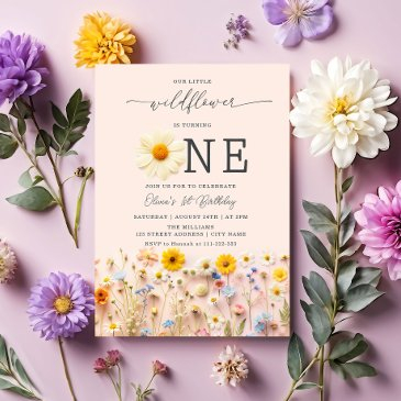 little wildflower 1st birthday invitation