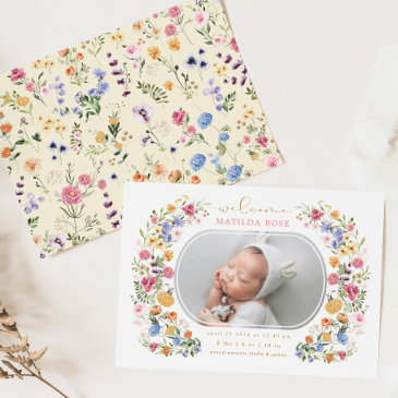 little wildflower baby girl birth announcement