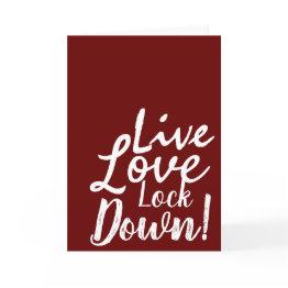 Small Live Love Lock Down! Greeting Invitations Front View