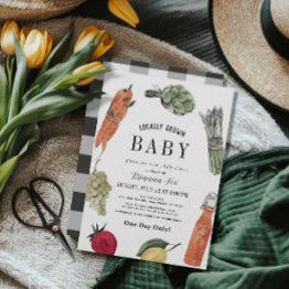Small Locally Grown Baby Farmers Market Baby Shower Invitation Front View