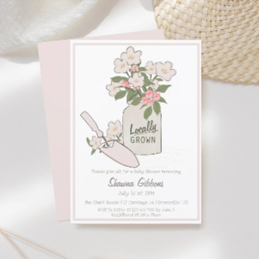 locally grown little sprout baby shower invitation