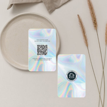 logo and qr code diy holographic custom business invitations
