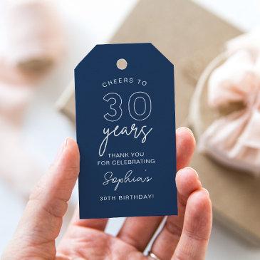 lola 30th birthday navy blue favor gift tags