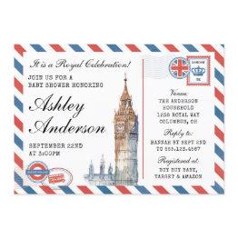 Small London British Baby Shower Invitation Front View