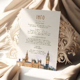 Small London Insert Info Details England Wedding Invitation Front View