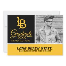 Small Long Beach State Logo Graduation Invitation Front View