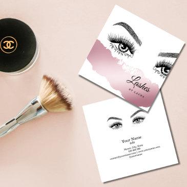 long beautiful lashes eyes and brows hand drawn square business invitations