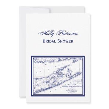long island the hamptons map vc bridal shower invitation