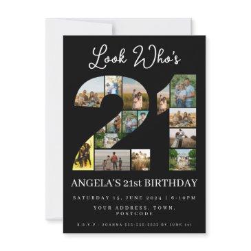 look who's 21 photo collage sign 21st birthday invitation