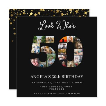 look who's 50 happy 50th birthday photo collage invitation