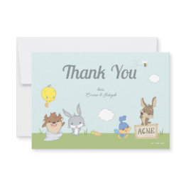 Small Looney Tunes™ Baby Shower Thank You Invitations Front View