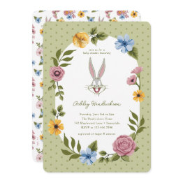 Small Looney Tunes™ | Bugs Bunny™ Floral Baby Shower Invitation Front View