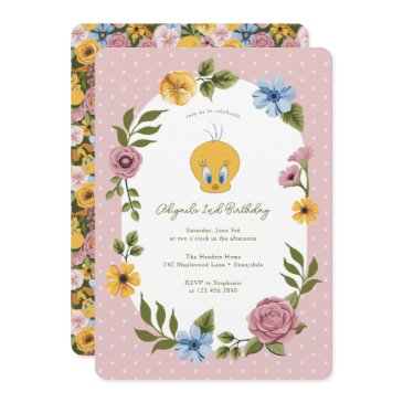 looney tunes™ | tweety™ floral birthday invitation