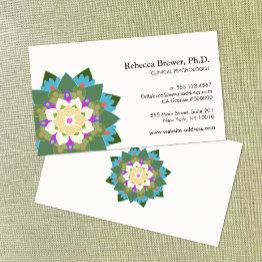 Small Lotus Flower Yoga Holistic Health Healer Business Invitations Front View