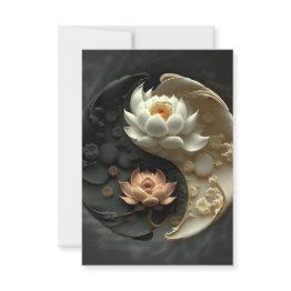 Small Lotus Yin Yang Diagram Invitation Front View