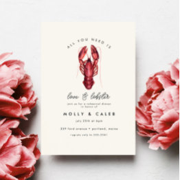 Small Love And Lobster Seafood Ocean Rehearsal Dinner Invitation Front View