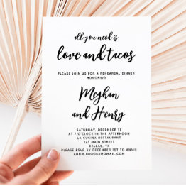 Small Love And Tacos Modern Minimalist Rehearsal Dinner Invitation Front View