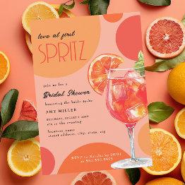 Small Love At First Spritz Bridal Shower Invitation Front View