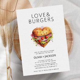 Small Love & Burgers Fun Casual Couple Bridal Shower Invitation Front View