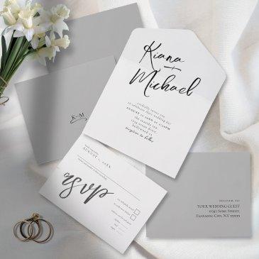 love calligraphy wedding b&w id940 all in one invitation