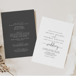 Small Love Fancy Script Front & Back Wedding Invitation Front View