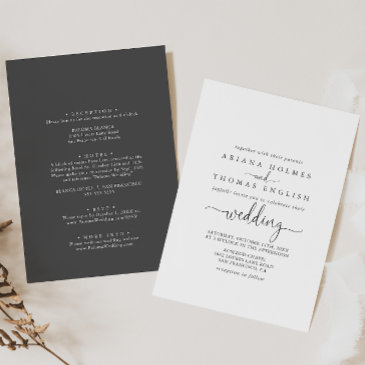 love fancy script front & back wedding invitation