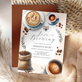 Small Love Is Brewing Bridal Shower Coffee Invitation Front View