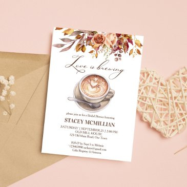love is brewing coffee fall bridal shower invitation