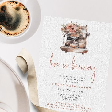 love is brewing coffee machine bridal shower invitation