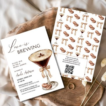 love is brewing espresso martini bridal shower invitation