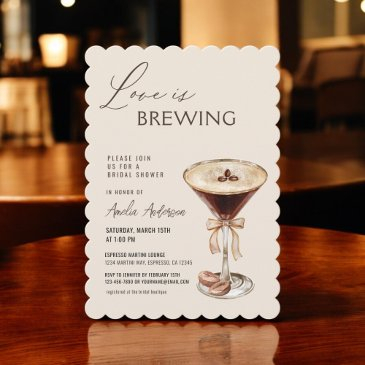 love is brewing espresso martini bridal shower invitation
