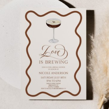 love is brewing expresso martini bridal shower invitation