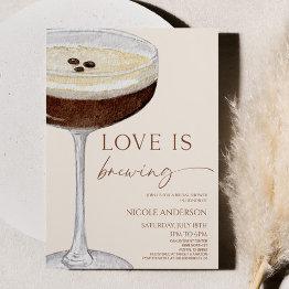 Small Love Is Brewing Expresso Martini Bridal Shower Invitation Front View