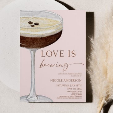 love is brewing expresso martini bridal shower invitation