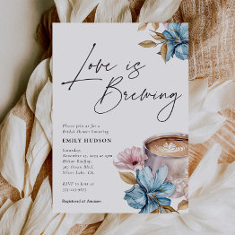 Small Love Is Brewing Floral Bridal Shower Invitation Front View