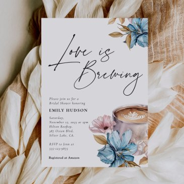 love is brewing floral bridal shower invitation