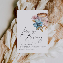Small Love Is Brewing Floral Bridal Shower Invitation Front View