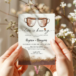 Small Love Is Brewing Initial Bridal Shower Invitation Front View