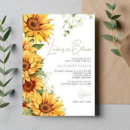 Small Love Is In Bloom Boho Sunflower Bridal Shower Invitation Front View