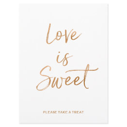 Small Love Is Sweet Sign | Stylish Gold Rose Lettered Invitation Front View
