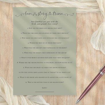 love story trivia bridal shower sage game invitations