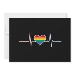 Small Lovely Lgbt Gay Pride Heartbeat Lesbian Gays Love Announcement Front View