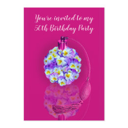 Small Lovely Pansy Atomizer Birthday Party Invitation Front View