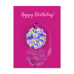 Small Lovely Pansy Atomizer Birthday Party Invitation Postinvitations Front View