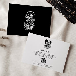 Small Lovers Until Death Skeletons & Roses Details Invitation Front View