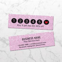 Small Loyalty Invitations | Modern Pink Glitter 6 Punch Front View