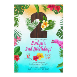 Small Luau Birthday, Invitation Luau Party 2nd Birthday Front View